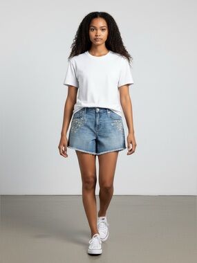 Gap 1969 Original Best Girlfriend Custom Embroidered Jean Short Shorts  size 31